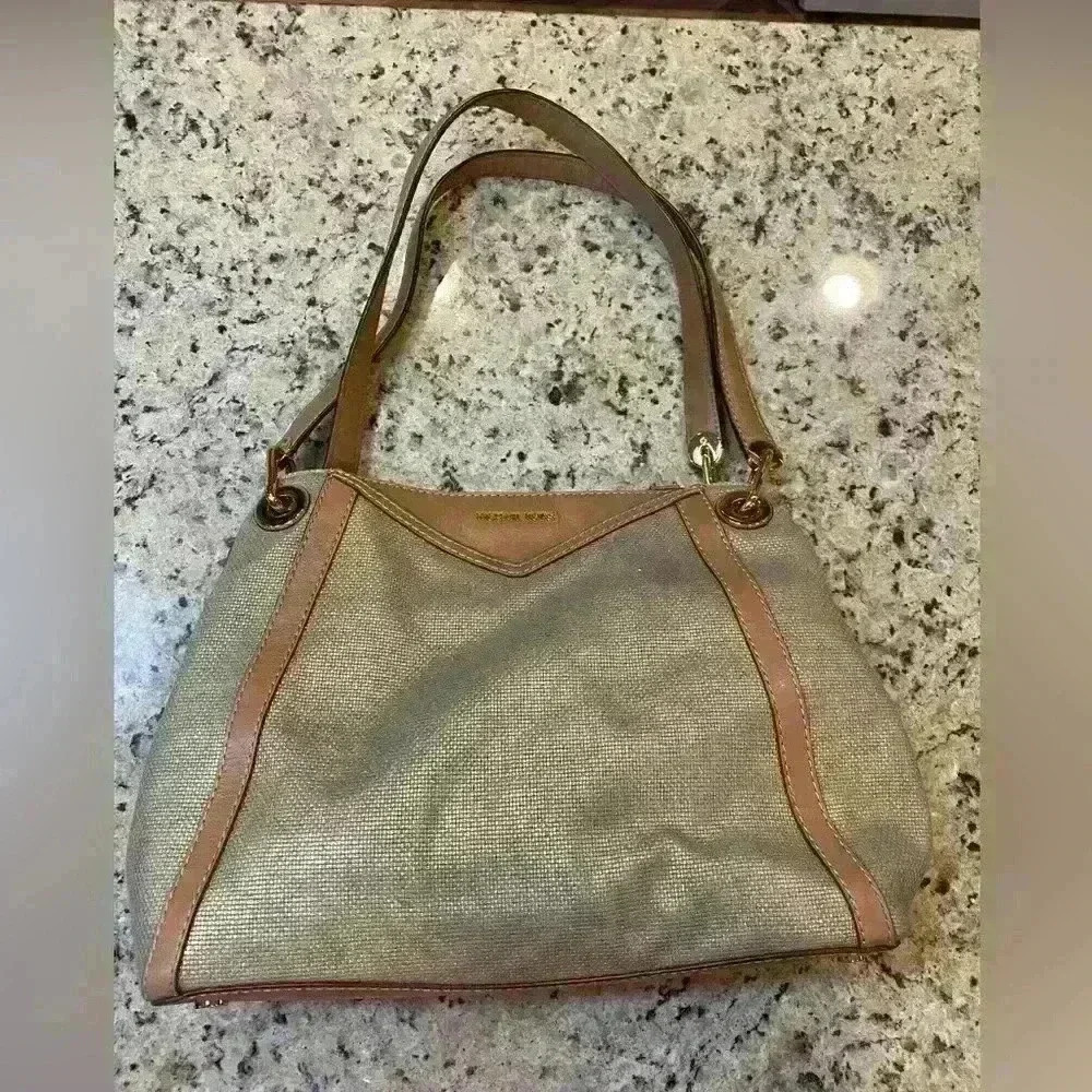 Michael Kors Canvas Leather Tote Shoulder Bag